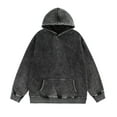 thumbnail image 1 of Wrtxtat Oversized Hoodies for Men Streetwear Fleece Midweight Vintage Style Pullover Long Sleeves Solid Color Top Athletic Hooded Sweatshirt Black M, 1 of 2