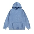thumbnail image 1 of Wrtxtat Oversized Hoodies for Men Streetwear Fleece Midweight Vintage Style Pullover Long Sleeves Solid Color Top Athletic Hooded Sweatshirt Blue M, 1 of 2