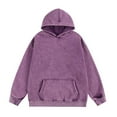 thumbnail image 1 of Wrtxtat Oversized Hoodies for Men Streetwear Fleece Midweight Vintage Style Pullover Long Sleeves Solid Color Top Athletic Hooded Sweatshirt Purple M, 1 of 2