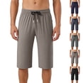 thumbnail image 1 of Wrtxtat Plus Size Capris for Men Lightweight Drawstring Waist Wide Leg Cropped Hiking Jogging Track Pants with Zipper Pockets Green#02 XXL, 1 of 9