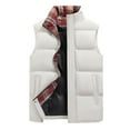thumbnail image 1 of Wrtxtat Puffer Vest for Men Warm Midweight Sleeveless Jacket with Pockets Solid Color Mock Neck Windproof Puffer Vest Fashion Sports Vest Big and Tall White XXXXL, 1 of 3