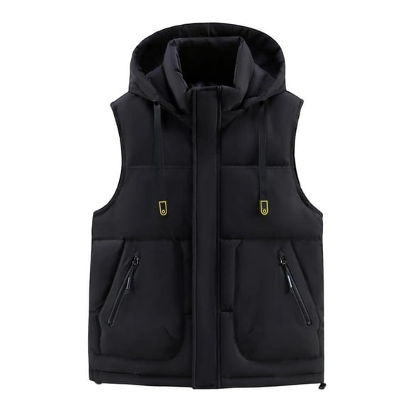 Wrtxtat Puffer Vest for Men Warm Midweight Vest Wind Resistant Sleeveless Jacket Full Zip Drawstrings Hooded Puffer Vest with Pockets Big and Tall Gray XXXXXL