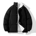 thumbnail image 1 of Wrtxtat Sherpa Lined Jacket for Men Winter Thermal Heavyweight Outerwear with Pockets Solid Color Full Zip Mock Neck Windproof Puffer Jackets Black XXL, 1 of 3
