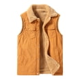 thumbnail image 1 of Wrtxtat Sherpa Lined Vest for Men Winter Full Button Heavyweight Corduroy Outerwear Vest with Flap Pockets Thermal Fleece Lapel Vests Big and Tall Orange M, 1 of 8