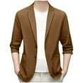 thumbnail image 1 of Wrtxtat Sport Coats for Men Peaked Lapel Single Breasted 2 Buttons Blazer Long Sleeve Solid Color Pockets Tuxedo Jacket Wedding Prom Party Khaki XXXXXL, 1 of 4