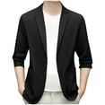 thumbnail image 1 of Wrtxtat Sport Coats for Men Peaked Lapel Single Breasted 2 Buttons Blazer Long Sleeve Solid Color Pockets Tuxedo Jacket Wedding Prom Party Black XL, 1 of 4