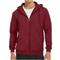 thumbnail image 1 of Wrtxtat Sports Hooded Jacket for Men Solid Color Athletic Lightweight Long Sleeves Jacket Fall Winter Full Zip Drawstrings Hoodie with Pockets Wine XXXXL, 1 of 6