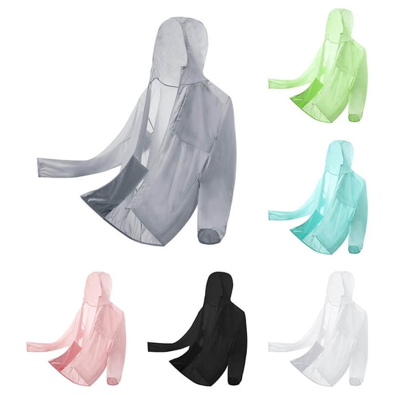 Wrtxtat Sun Protection Jacket for Men UPF50  Lightweight Long Sleeve Zip-Up Hoodie with Pockets Fall Spring Summer Cooling Climbing Hiking Shacket Black XS