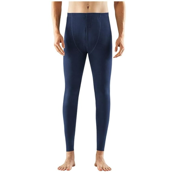 Wrtxtat Thermal Underwear Bottoms for Men Slim Fit Winter Fashion Jogging Yoga Base Layer Lightweight Underwear Tights Athletic Leggings Navy L