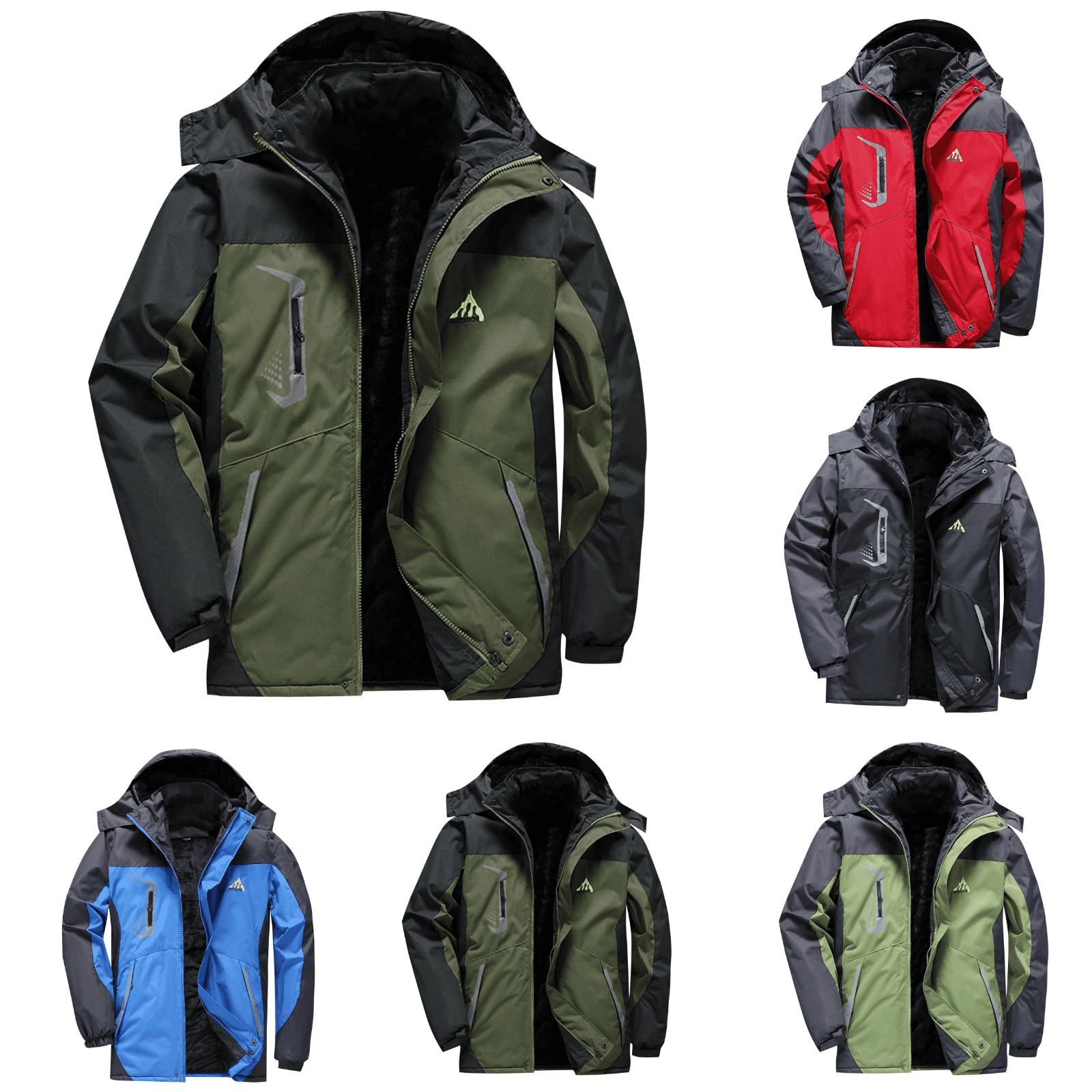 Wrtxtat Winter Skiing Jackets for Men Winter Thermal Heavyweight Windproof Water Ressistant Puffer Jackets with Pockets Long Sleeves Detachable Hood Coat Big and Tall Green XXXXL