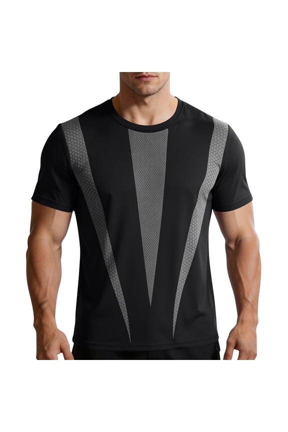 Workout Shirts for Men Quick-Dry Active Performance Tech Gym T-Shirts Stretch Silky Soft Cooling Lightweight Summer Pullover Tops Black M
