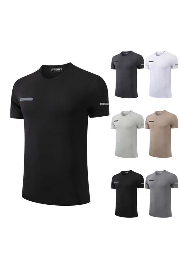 Workout Shirts for Men Short Sleeve Crewneck Tops Breathable Spring Summer Athletic Runing Gymnastic Pullover Stretchy Sliky Tshirt Gray XXL