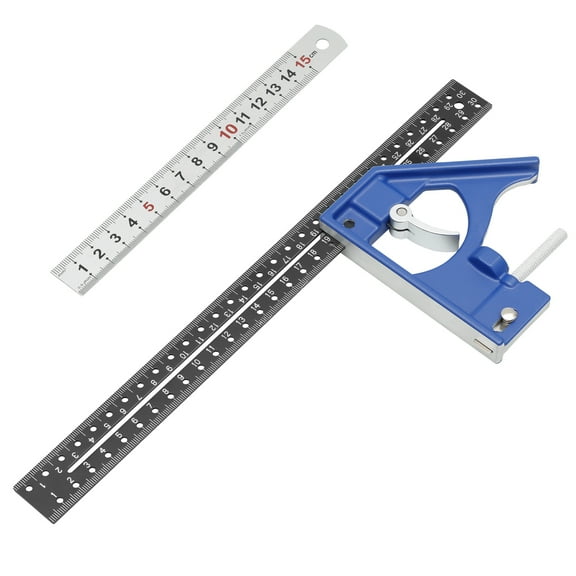 Wrvxzio 11.8 Inch Combination Square Aluminum Alloy Carpentry Measuring Ruler Practical Aid Square Tool for Fine Woodworking