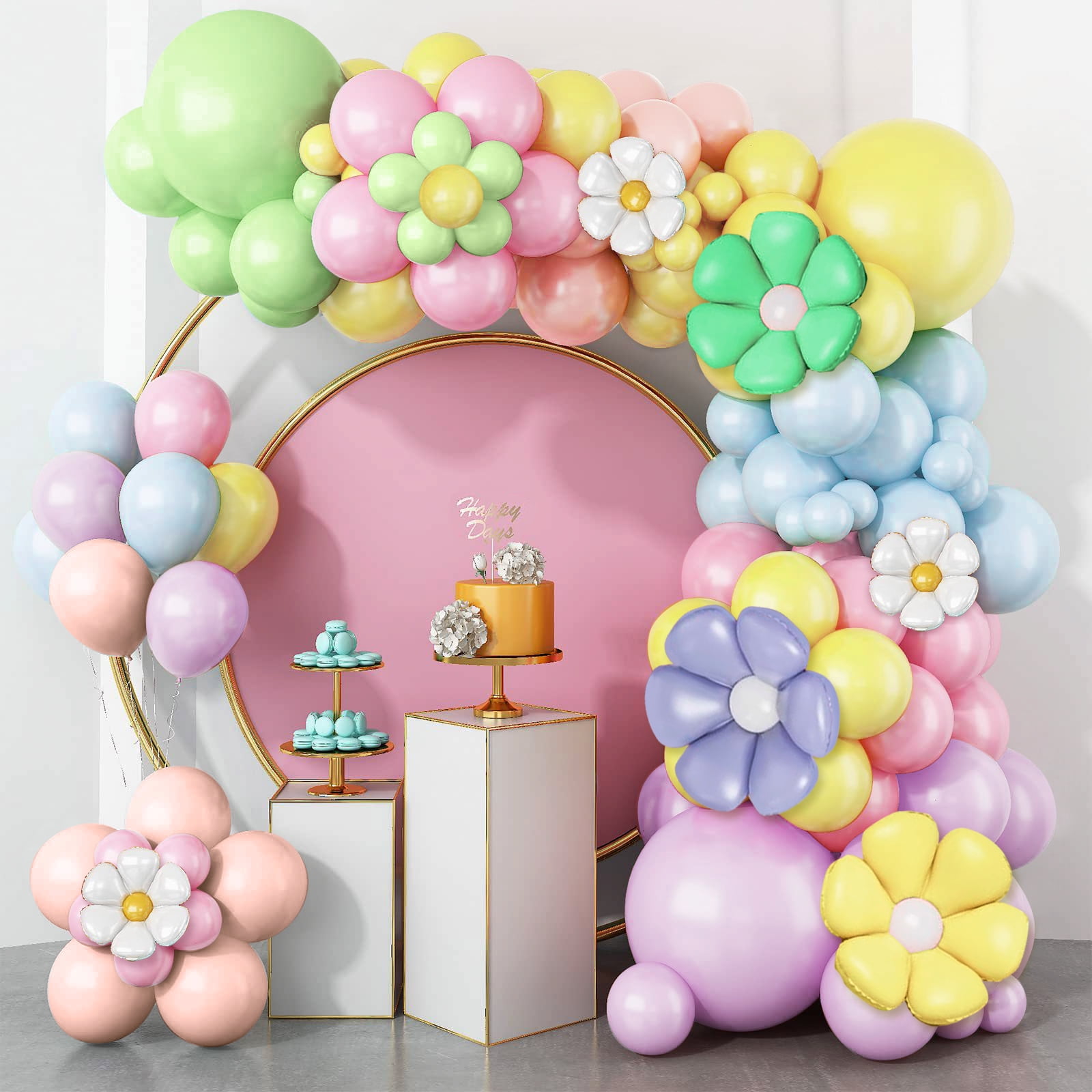 Wrvxzio 121Pcs Pastel Daisy Balloon Garland Arch Kit Daisy Flower Balloon Arch for Baby Shower