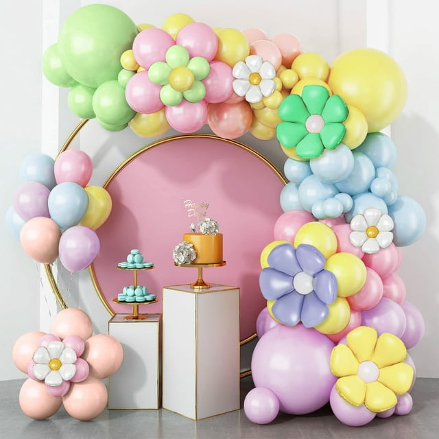 Wrvxzio 121Pcs Pastel Daisy Balloon Garland Arch Kit Daisy Flower ...