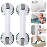 Wrvxzio 2PCS Bathroom Shower Support Grab Bar Grip Powerful Suction Cup Tub Bath Safety Handle Anti-Slip Waterproof Hand Rail