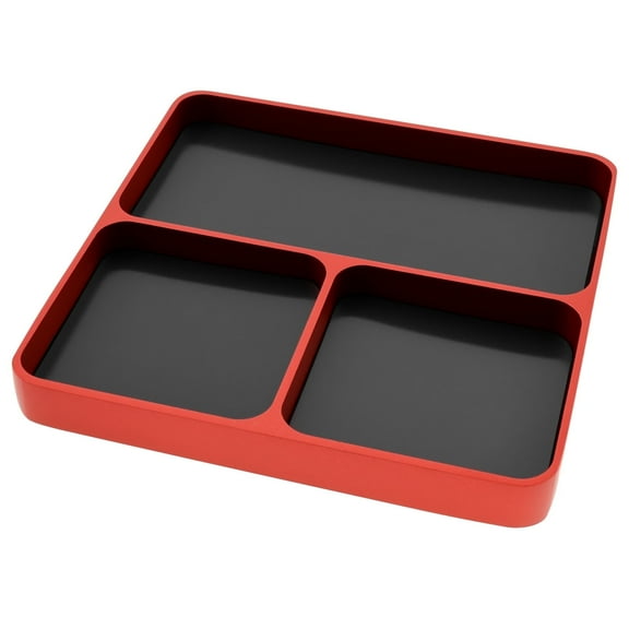 Wrvxzio 3.86inch Magnetic Parts Tray 3 Compartments Hold Electronic Repair Organizer Tray for Screws Bolts Pins Sockets ( Red )