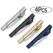Wrvxzio 4Pack Tie Clips Men Bar Clip Set Regular Ties Necktie Wedding Business Pin Anniversary Daily Life Silver Black Blue Gold