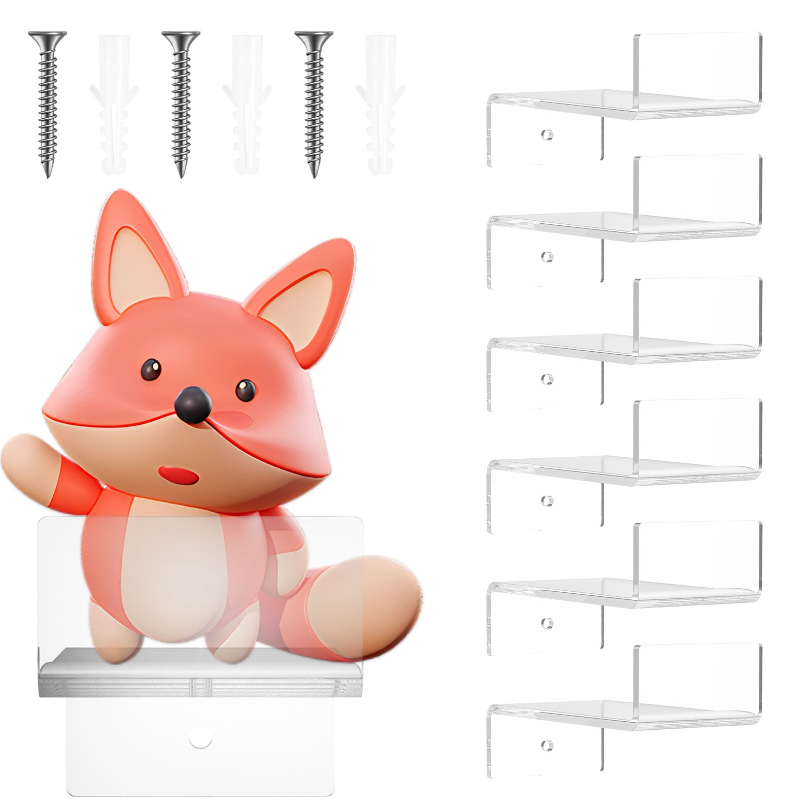 Wrvxzio 6 Pack Acrylic Floating Shelves for Pop Figure Display, Unique