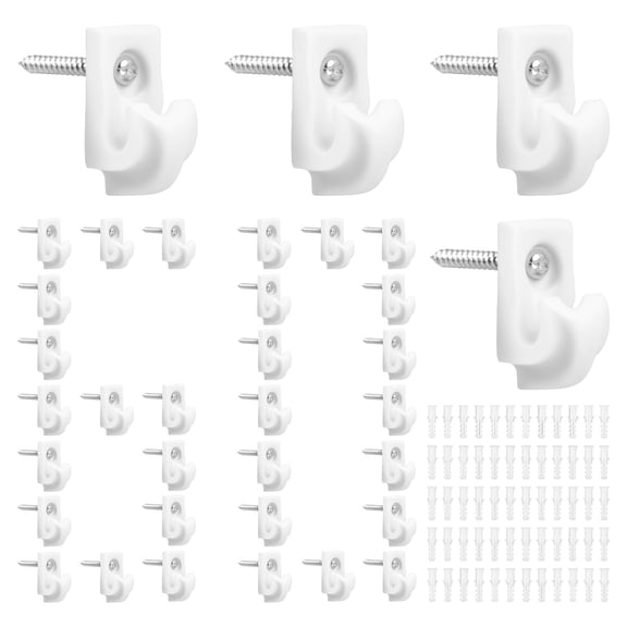 Wrvxzio 60Pcs Light Hanger Hooks Durable Patio Light Hanger Hook Heavy Duty Screw in Wall Clip for Indoor Outdoor Use ( White )