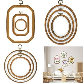Oval Embroidery Hoops Imitated Wood Cross Stitch Hoop Frame Display Ring  Set, 5 Sizes 5 Pack 