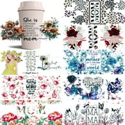 Wrvxzio UV DTF Cup Wraps for 16 oz - 9 Sheets Mom Theme Transfer Waterproof Cup Wraps Transfer Cup Stickers Exquisite Transfer Cup Wrap on Transfer Stickes for 16 oz Glass Cups Wood Crafts