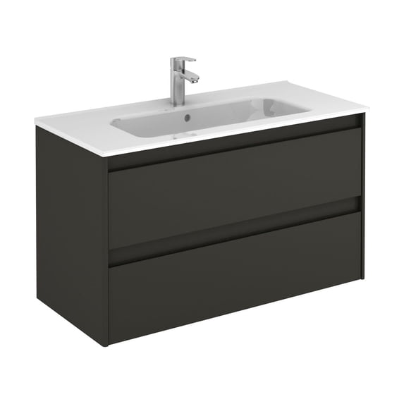 Ws Bath Collections Ambra 100 AN Ambra 40" Wall Mounted Single Basin Vanity Set - Gloss