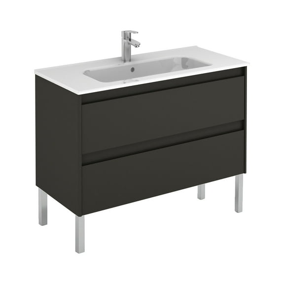 Ws Bath Collections Ambra 100F Ambra 40" Free Standing Single Basin Vanity Set - Gloss