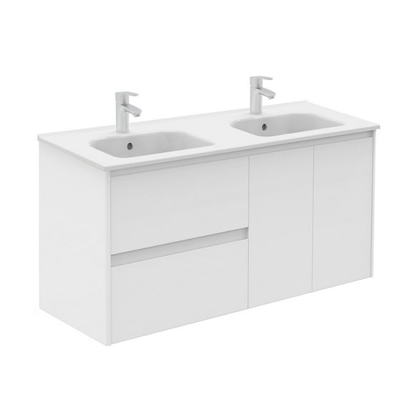 Ws Bath Collections Ambra 120 Dbl Ambra 48" Wall Mounted Double Basin Vanity Set - White