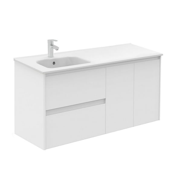 Ws Bath Collections Ambra 120L Ambra 48" Wall Mounted Single Basin Vanity Set - White