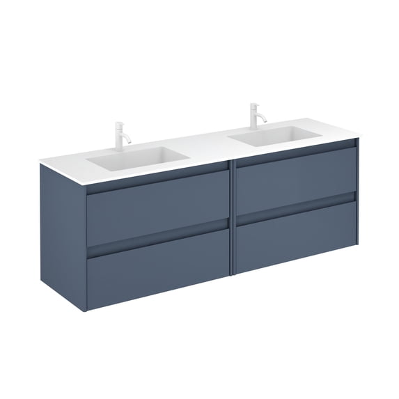 Ws Bath Collections Ambra 160 RB Ambra 66" Wall Mounted Double Basin Vanity Set - Blue