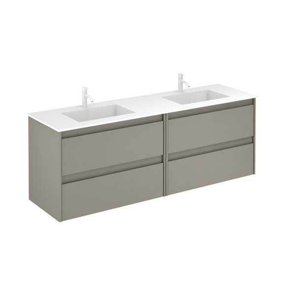 Ws Bath Collections Ambra 160 SM Ambra 66" Wall Mounted Double Basin Vanity Set - Matte