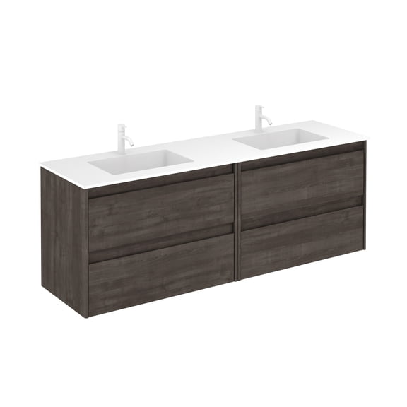 Ws Bath Collections Ambra 160 SA Ambra 66" Wall Mounted Double Basin Vanity Set - Wood