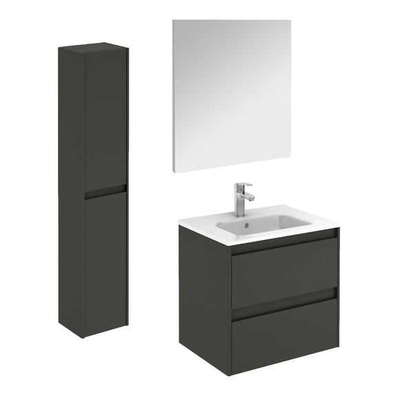 Ws Bath Collections Ambra 60 Pack 2 AN Ambra 24" Wall Mounted Single Basin Vanity Set -