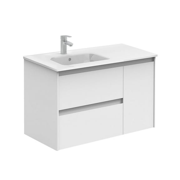 Ws Bath Collections Ambra 90 Ambra 36" Wall Mounted Single Basin Vanity Set - White