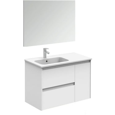 Ws Bath Collections Ambra 90 Pack 1 Ambra 36" Wall Mounted Single Basin Vanity Set - White