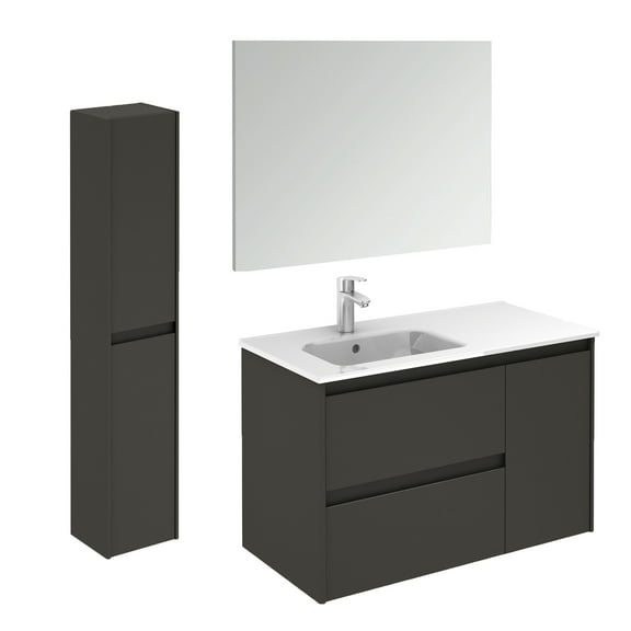 Ws Bath Collections Ambra 90 Pack 2 Ambra 36" Wall Mounted Single Basin Vanity Set - Gloss