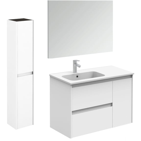 Ws Bath Collections Ambra 90 Pack 2 Ambra 36" Wall Mounted Single Basin Vanity Set - White