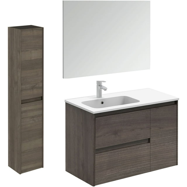 Ws Bath Collections Ambra 90 Pack 2 Ambra 36" Wall Mounted Single Basin Vanity Set - Wood