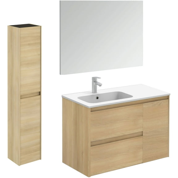 Ws Bath Collections Ambra 90 Pack 2 Ambra 36" Wall Mounted Single Basin Vanity Set - Wood