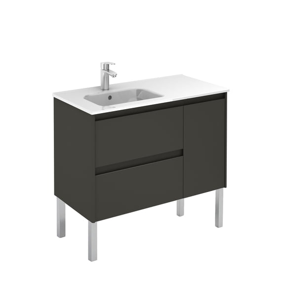 Ws Bath Collections Ambra 90F AN Ambra 36" Free Standing Single Basin Vanity Set - Gloss