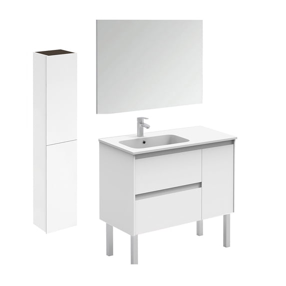 Ws Bath Collections Ambra 90F Pack 2 WM Ambra 36" Free Standing Single Basin Vanity Set -