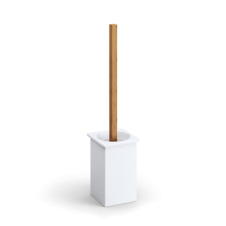 Ws Bath Collections Bamboo 52895 Bamboo Free Standing Toilet Brush Holder - White
