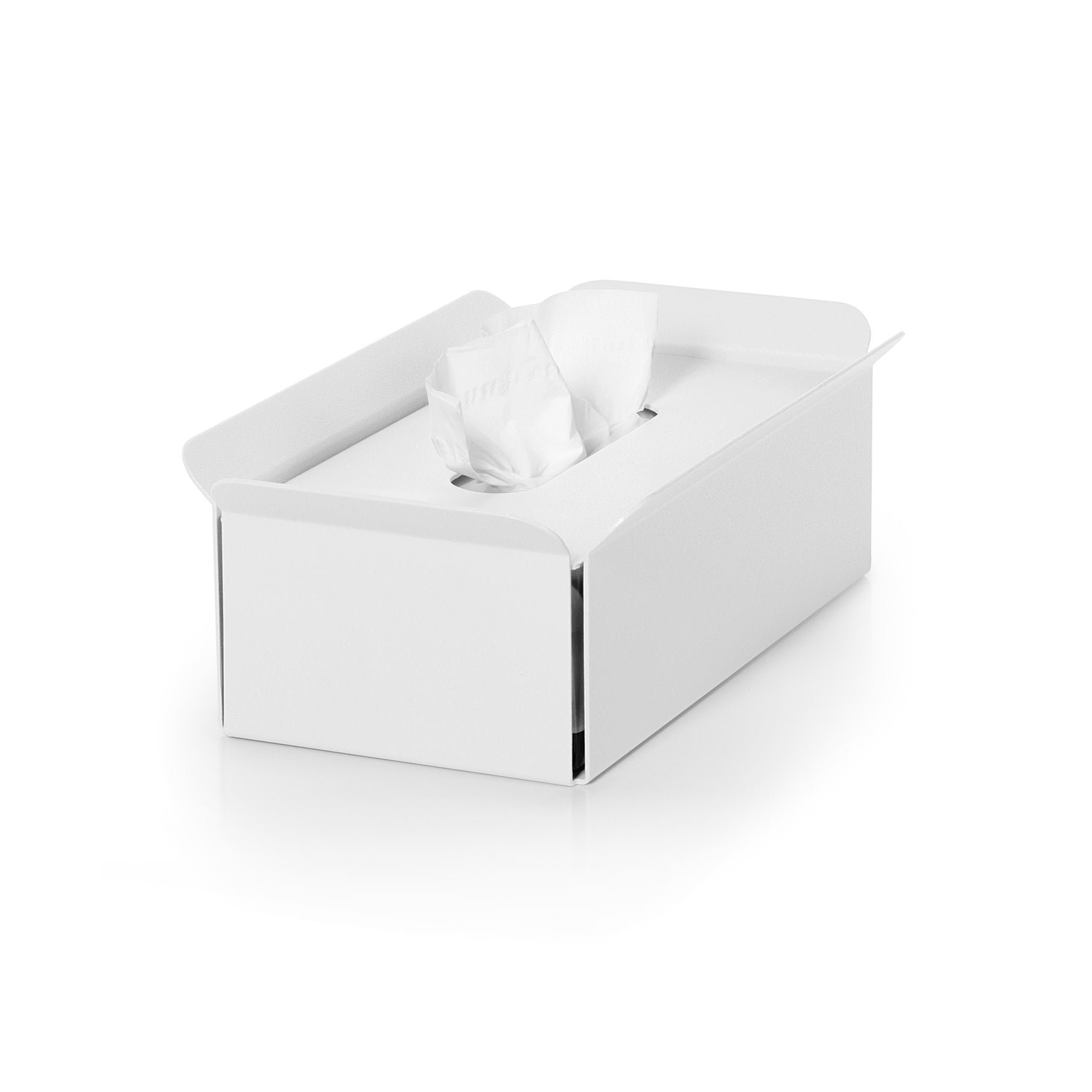 White Contemporary Metal Tissue Box Cover