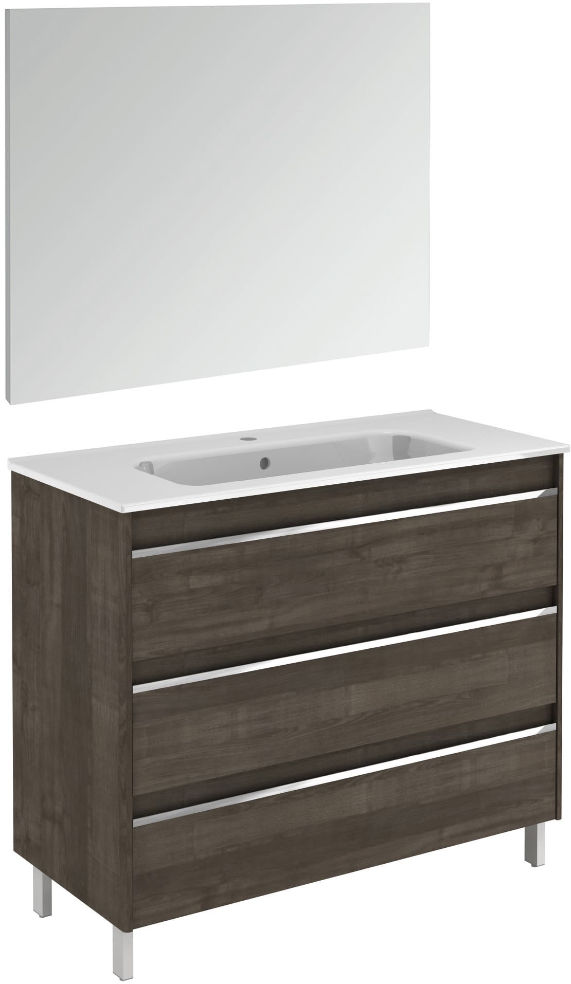 Samara Ash and White 39" Freestanding Single Sink Vanity Set with Brass Hardware