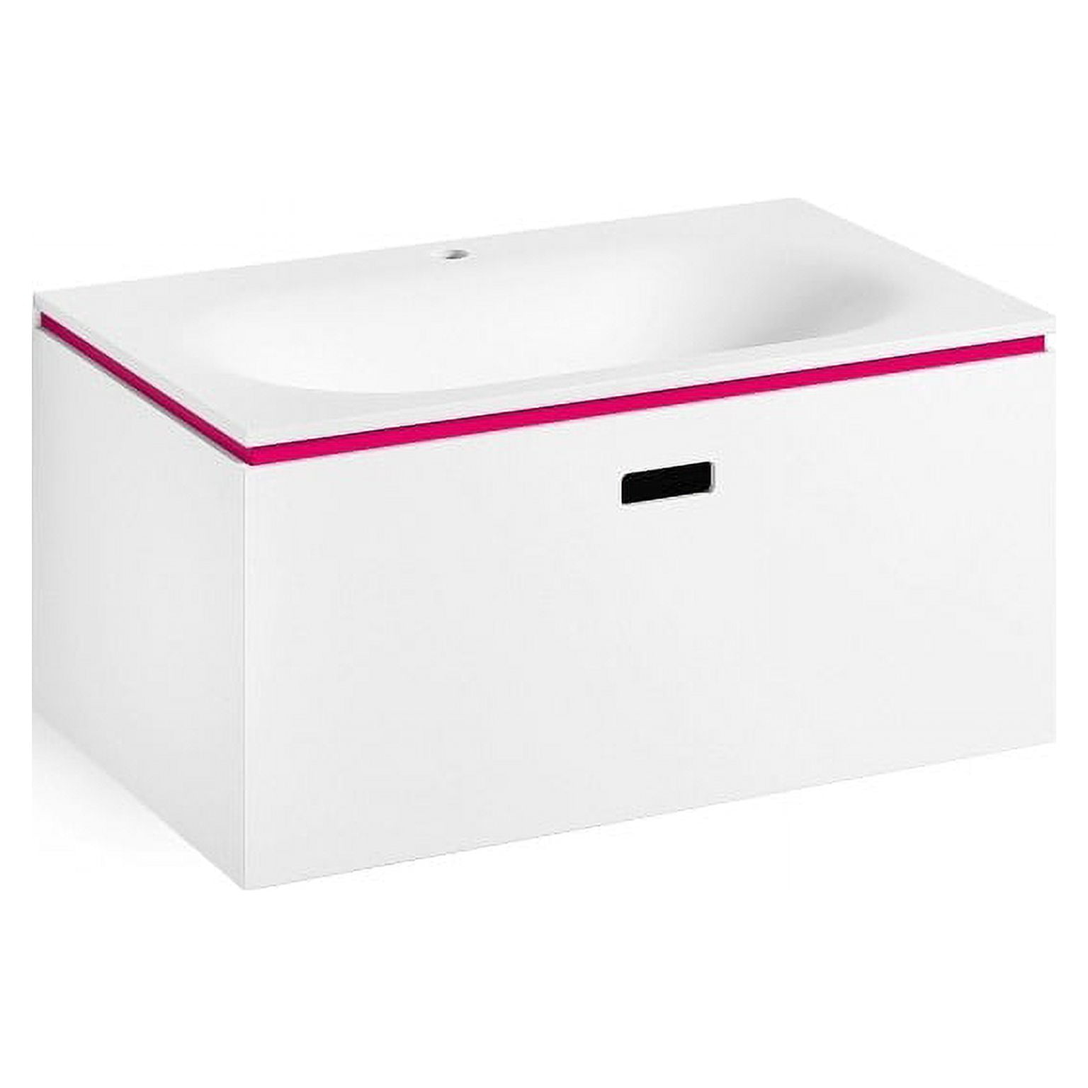 Linea 28" White and Fuchsia Modern Wall-Mounted Single Vanity