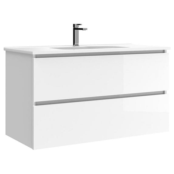Ws Bath Collections Flora C100.100 WG Flora 40" Wall Mounted Single Basin Vanity Set -