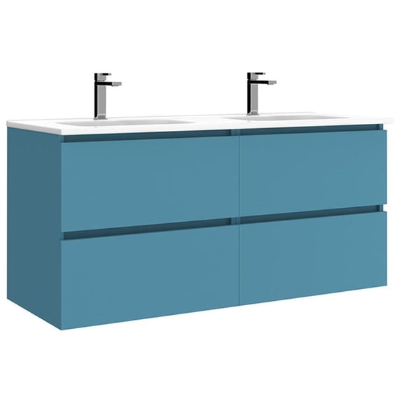 Ws Bath Collections Flora C120D.100 IM Flora 48" Wall Mounted Double Basin Vanity Set -