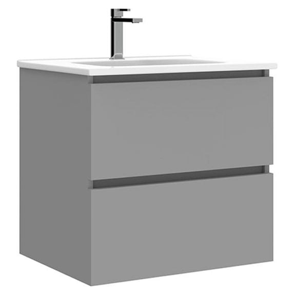 Ws Bath Collections Flora C60.100 MTM Flora 24" Wall Mounted Single Basin Vanity Set -