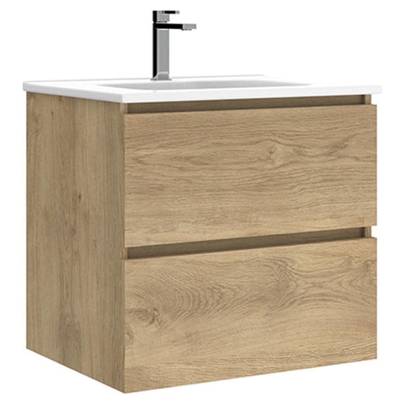 Ws Bath Collections Flora C60.100 NO Flora 24" Wall Mounted Single Basin Vanity Set - Wood